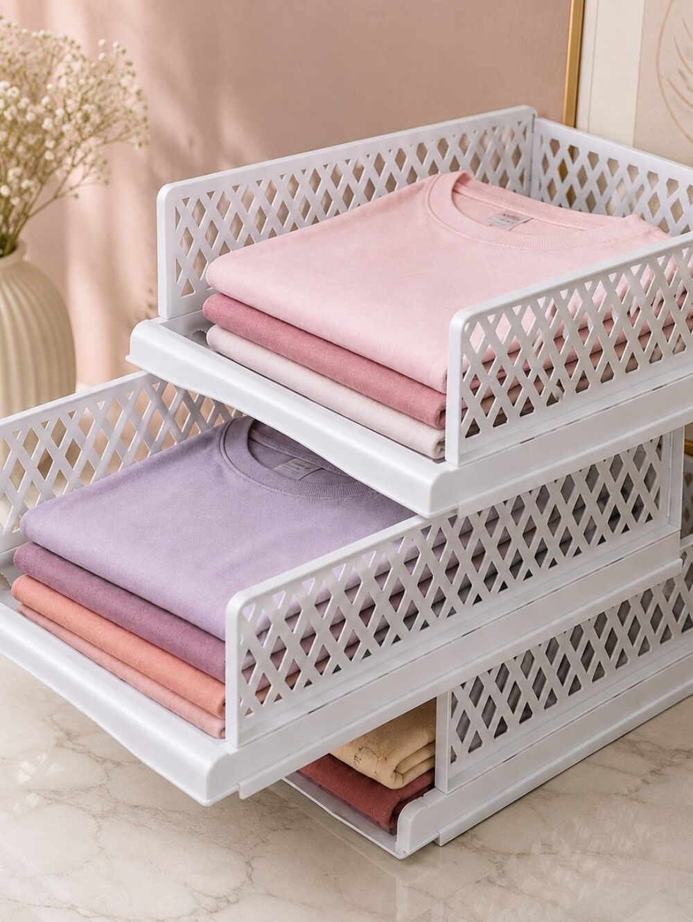 Set of 3 Stackable Closet Storage Organizers